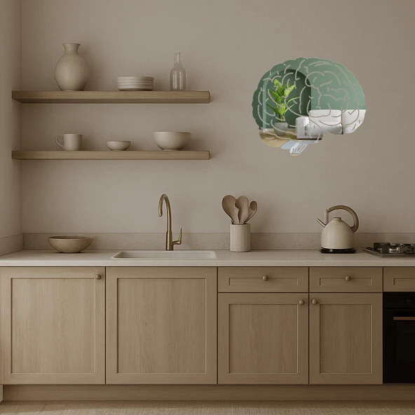 Beyin Tasarımlı Dekoratif  Aynalı Tablo - Resim 3