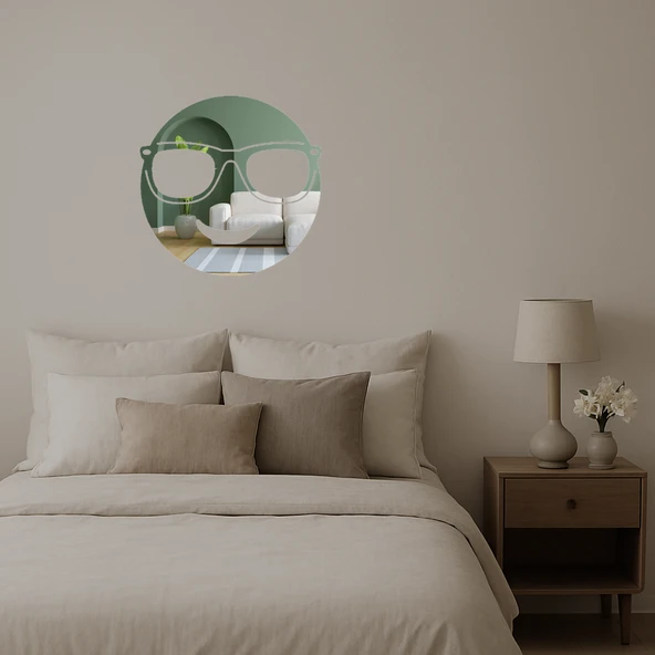 Havalı Güneş Gözlüklü Yüz Dekoratif Aynalı Tablo - 3mm - 3
