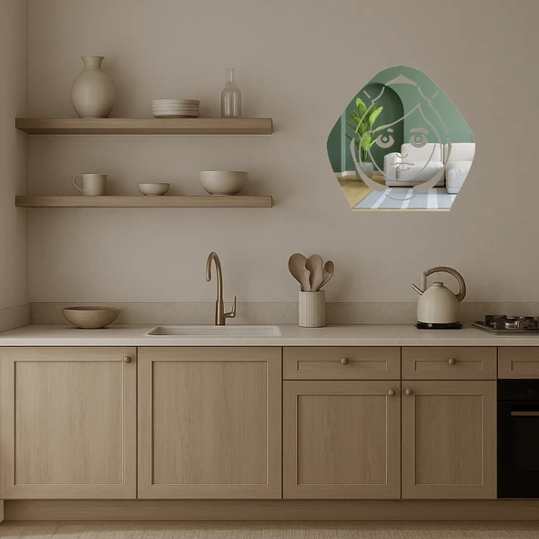 Elleri Havada Kadın Emoji Aynalı Tablosu - Resim 3