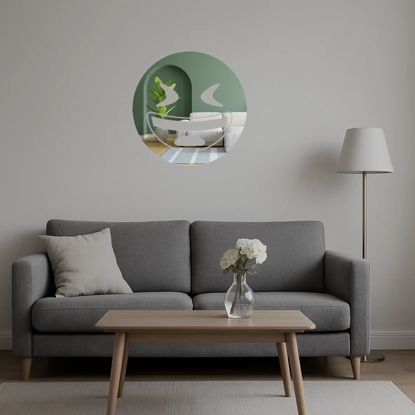 Göz Kısmış Gülümseyen Yüz  Aynalı Tablo - Resim 2