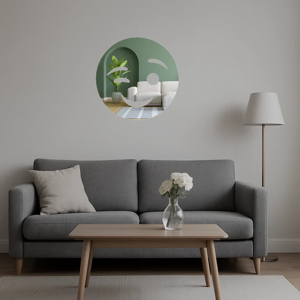 Göz Kırpan Yüz  Dekoratif Aynalı Tablo - 5