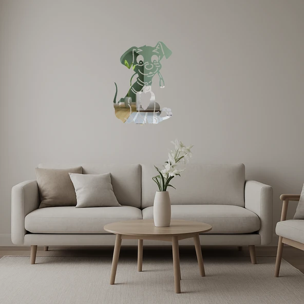 Kırmızı Tasmali Köpek Dekoratif  Aynalı Tablo ürün görseli 1