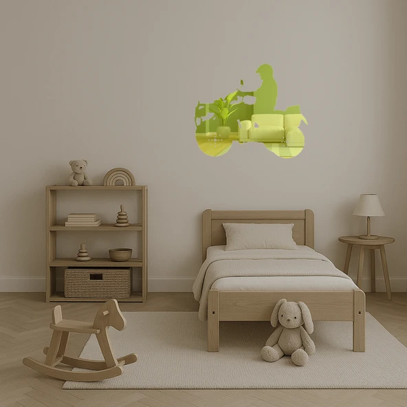 Şık Motor Temalı  Altın Aynalı Tablo - Resim 4