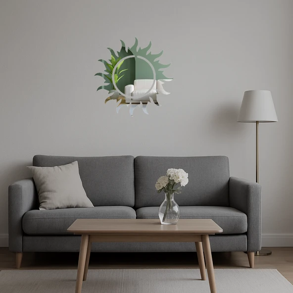 Turuncu Alevli Güneş  Dekoratif Aynalı Tablo - Resim 5