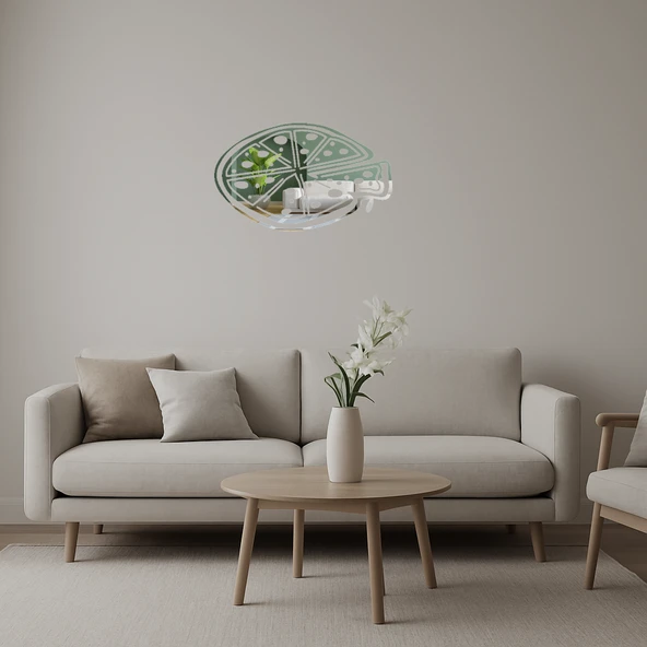 Büyük Pepperoni Pizza Dekoratif  Aynalı Tablo ürün görseli 1