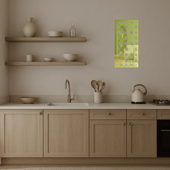 Abstrakt ve Çiçek Desenli Dekoratif Altın Aynalı Tablo - Resim 3