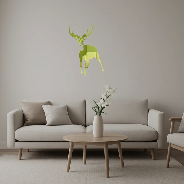 Çift Geyik Siluetli Dekoratif Altın Aynalı Tablo ürün görseli 1