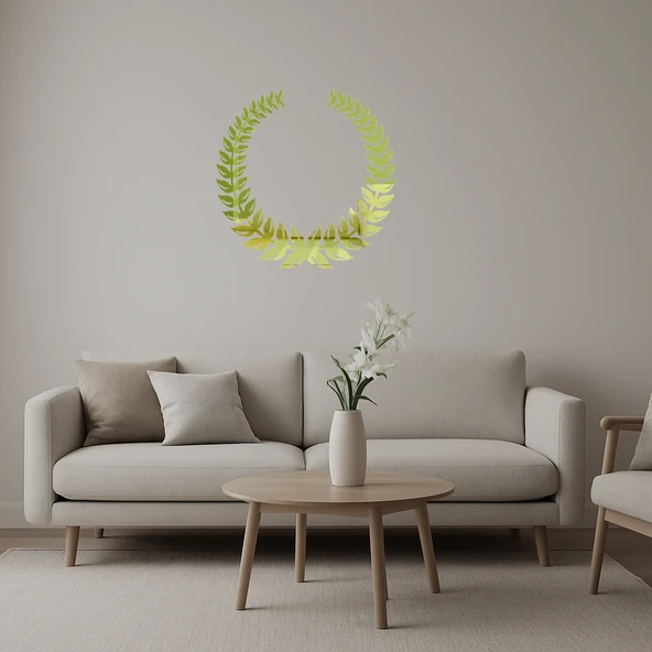 Yuvarlak Zeytin Dalı Tasarımlı Dekoratif Altın Aynalı Tablo ürün görseli 1