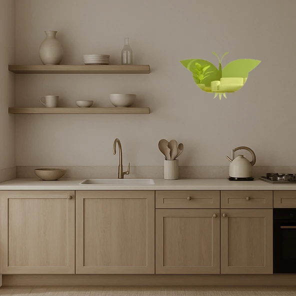 Minimalist Kelebek Dizaynlı  Altın Aynalı Tablo - 3