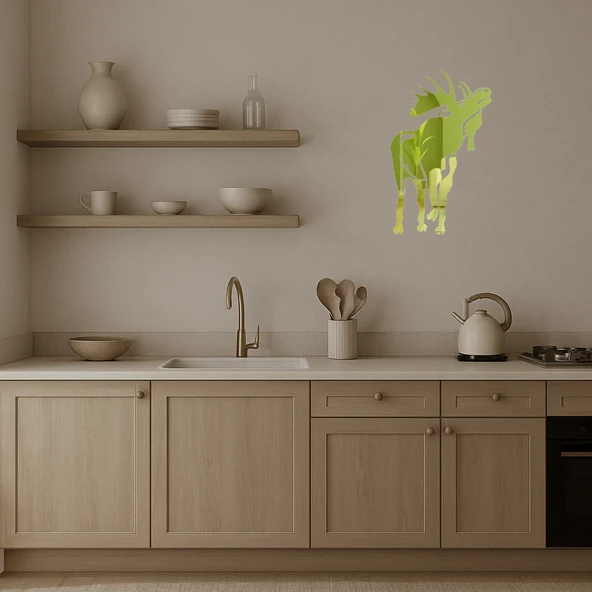 Doğanın Zarafeti Geyik Dekoratif Altın Aynalı Tablo - Resim 3