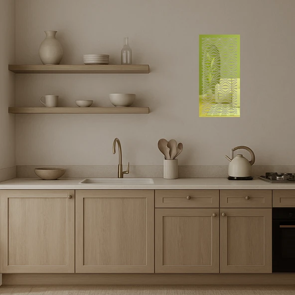 Minimalist Çizgilerle  Dekoratif Altın Aynalı Tablo - Resim 3