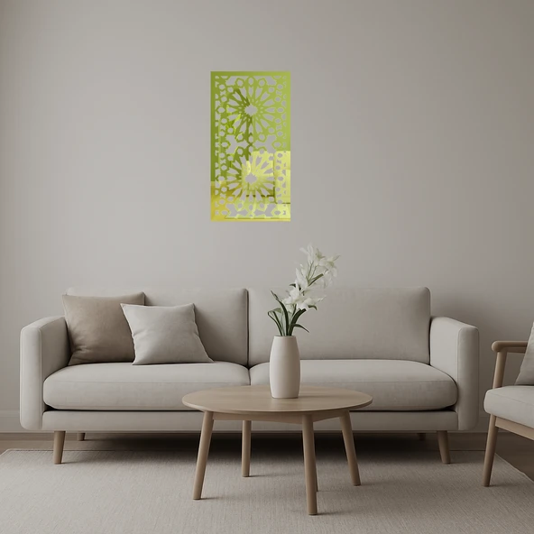 Modern Ahşap Çiçek Motifli Dekoratif Altın Aynalı Tablo ürün görseli 1