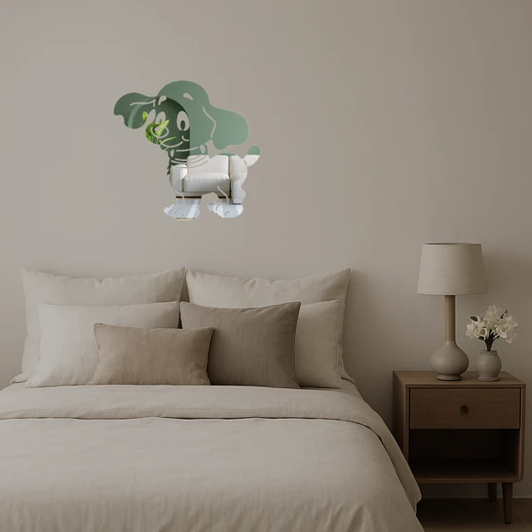 Büyük Kulaklı Köpek Dekoratif  Aynalı Tablo - Resim 2