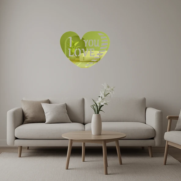 Aşk Dolu Kalp Tasarımlı  Dekoratif Altın Aynalı Tablo ürün görseli