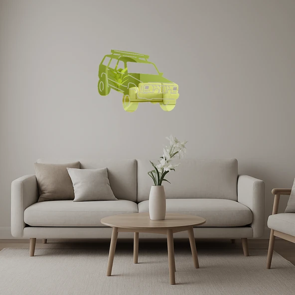 Klasik Jeep Desenli  Altın Aynalı Tablo ürün görseli 1