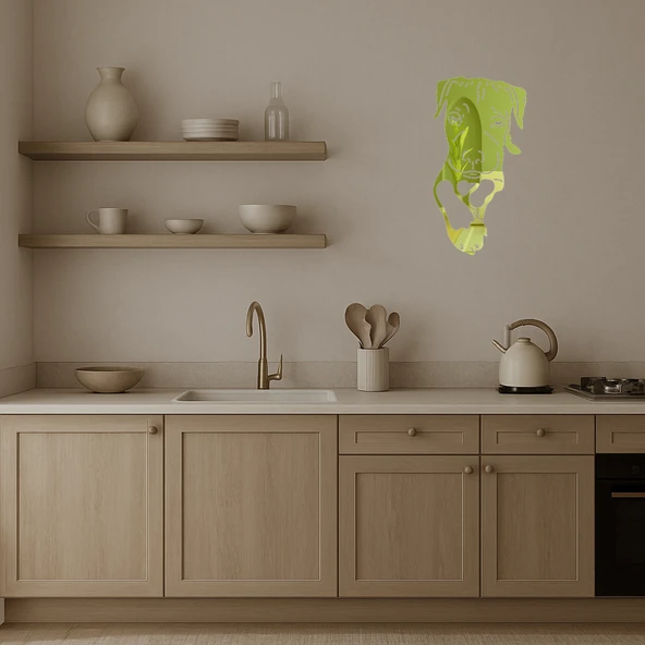 Modern Köpek Yüzü  Dekoratif Altın Aynalı Tablo - Resim 3