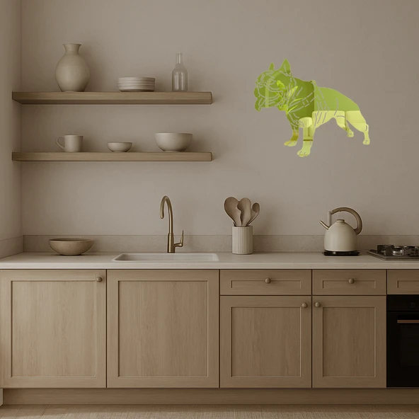 Minimalist Köpek Dekoratif Altın Aynalı Tablo - Resim 4
