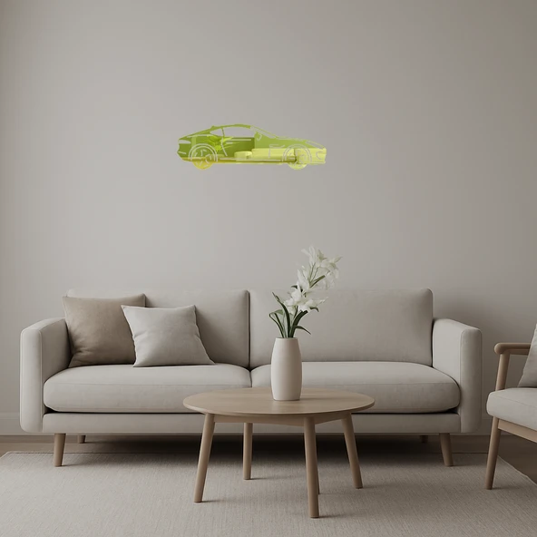 Dinamik Araba İllüstrasyonlu  Dekoratif Altın Aynalı Tablo