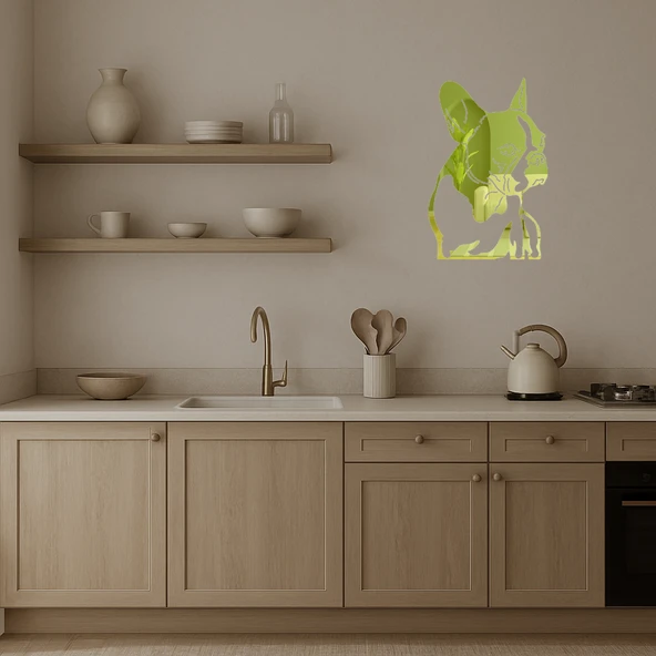 Modern Köpek Yüzü Duvar Altın Aynalı Tablosu - Resim 3