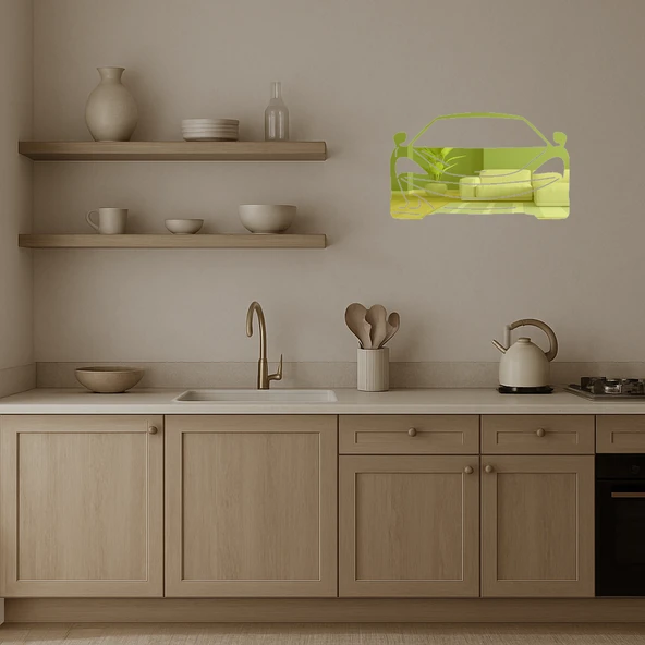 Vintage Araba Tasarımlı  Dekoratif Duvar Altın Aynalı Tablosu - Resim 3