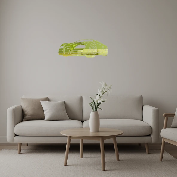 Minimalist Araba Çizimli  Dekoratif Altın Aynalı Tablo ürün görseli 1