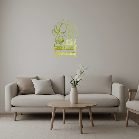 Pasta ve Balon Dekoratif Altın Aynalı Tablo ürün görseli 1