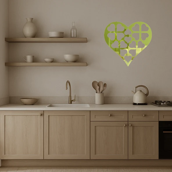 Romantik Kalp Tasarımlı  Altın Aynalı Tablo - Resim 3