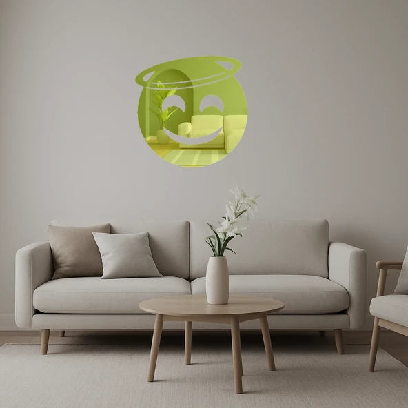 Melek Yüzlü Gülümseme Dekoratif Altın Aynalı Tablo - 3mm ürün görseli 1