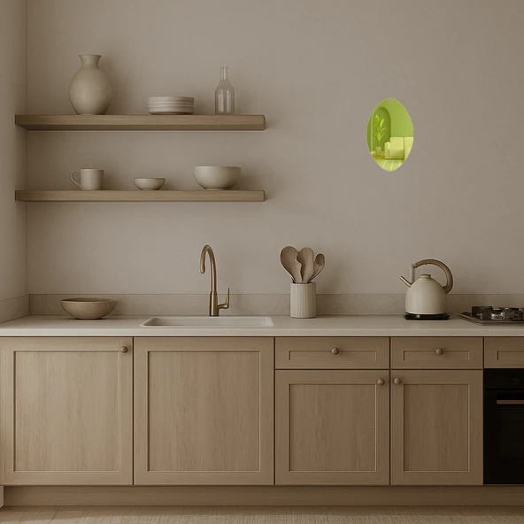 Oval Desenli Dekoratif Altın Aynalı Tablo - Resim 4