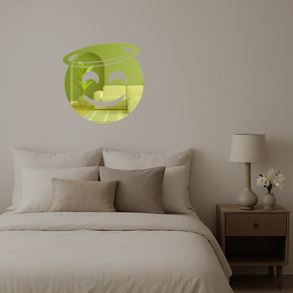 Melek Yüzlü Gülümseme Dekoratif Altın Aynalı Tablo - 3mm - Resim 2