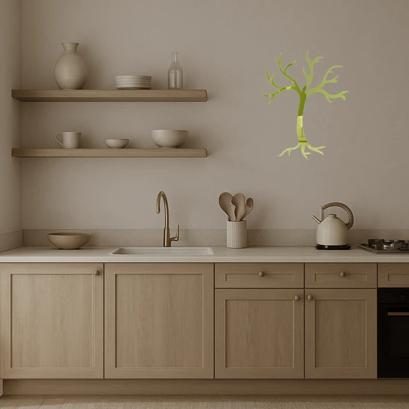 Yapraksız Ağaç Tasarımlı  Dekoratif Altın Aynalı Tablo - Resim 3