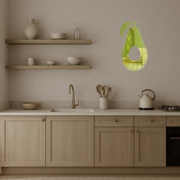 Avokado Tasarımlı Dekoratif Altın Aynalı Tablo - Resim 2