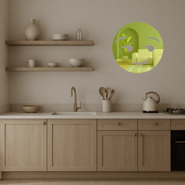 Sırıtkan Yüz İfade Dekoratif Altın Aynalı Tablo - 3mm - Resim 3