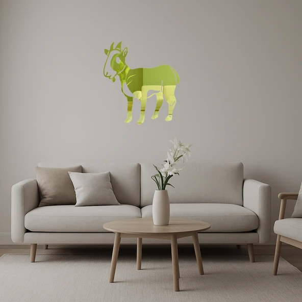 Keçi Tasarımlı Dekoratif Duvar Altın Aynalı Tablosu ürün görseli 1