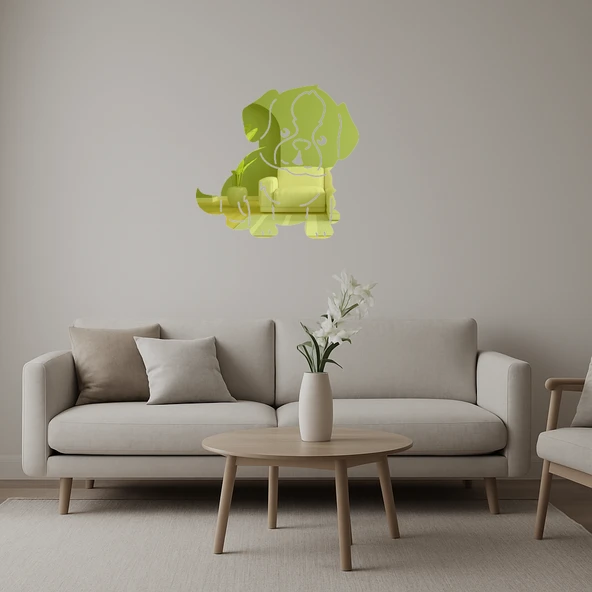 Üzgün Köpek Dekoratif Duvar Altın Aynalı Tablosu ürün görseli 1