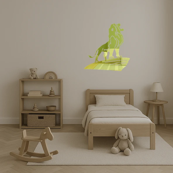 Aslan Kral Simba Dekoratif  Altın Aynalı Tablo - Resim 4