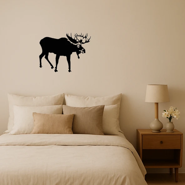 Rustik Geyik Silüeti Dekoratif Tablo