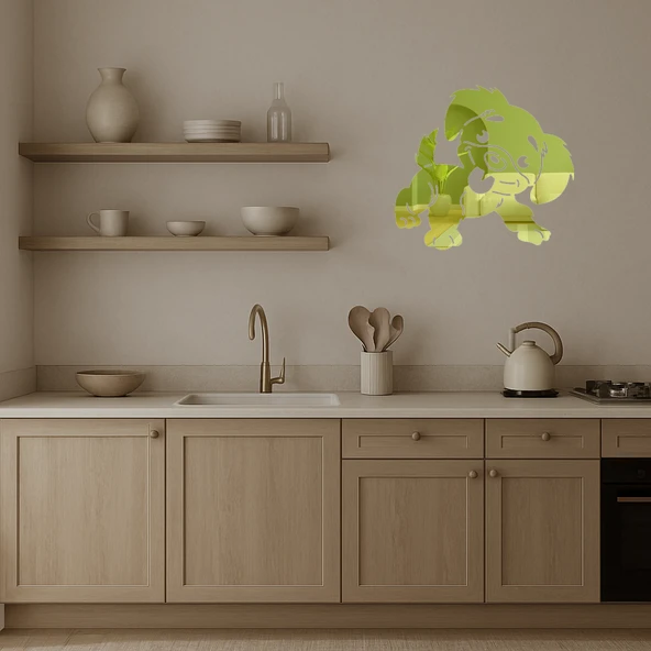 Başını Eğmiş Köpek Dekoratif  Altın Aynalı Tablo - Resim 2