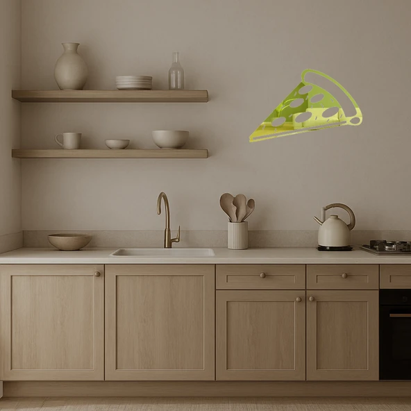 Minimalist Pizza Dekoratif Altın Aynalı Tablo - Resim 3