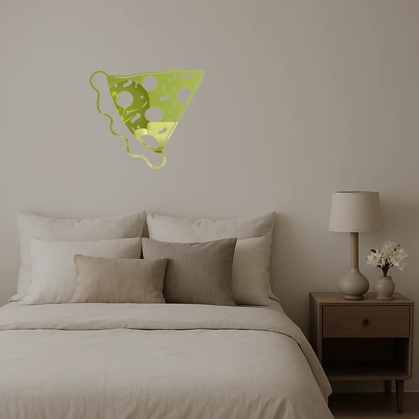 Peynirli Pizza Dilimi Dekoratif Altın Aynalı Tablo - Resim 2