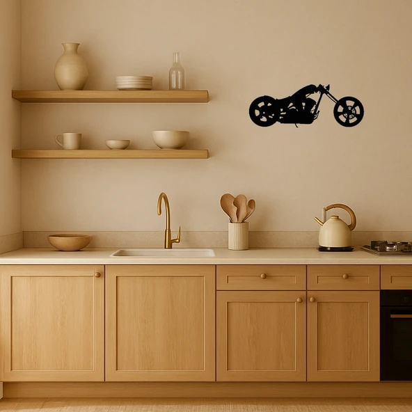 Sanatsal MDF Motosiklet Duvar Dekorasyonu - Resim 2