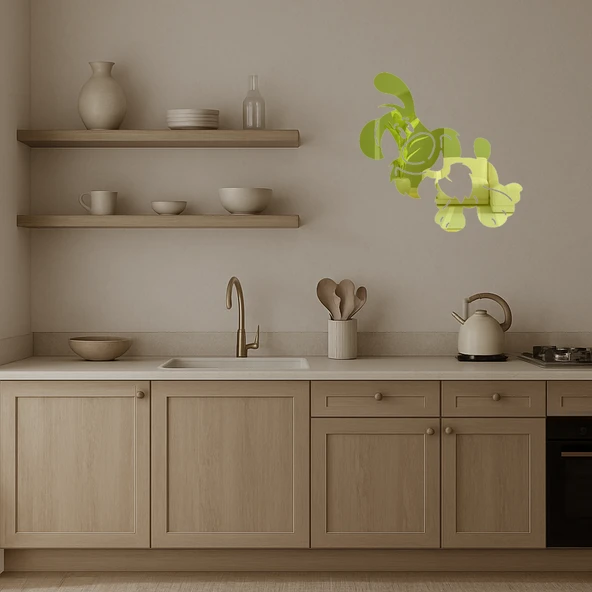 Bej Renkli Çizgi Köpek  Dekoratif Altın Aynalı Tablo - Resim 4