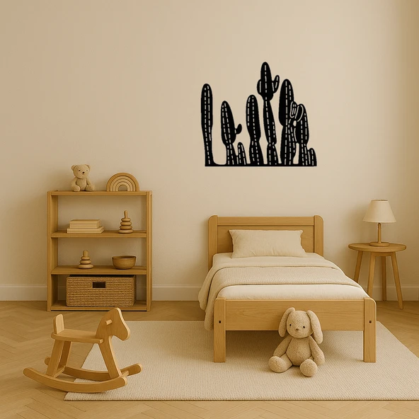Trendy Kaktüs Desenli MDF Dekoratif Tablo - 3