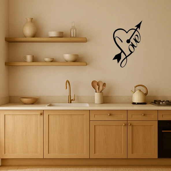 Romantik Kalp ve Yazı Tasarımlı MDF Duvar Tablosu - Resim 2