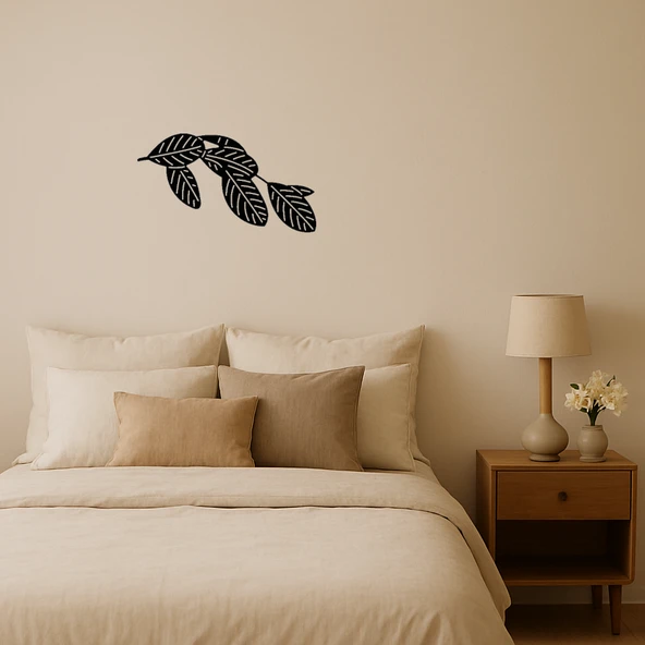 Modern Çizgisel Yaprak Tasarımlı MDF Dekoratif Tablo