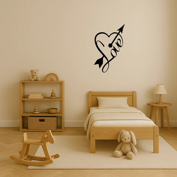 Romantik Kalp ve Yazı Tasarımlı MDF Duvar Tablosu - Resim 3