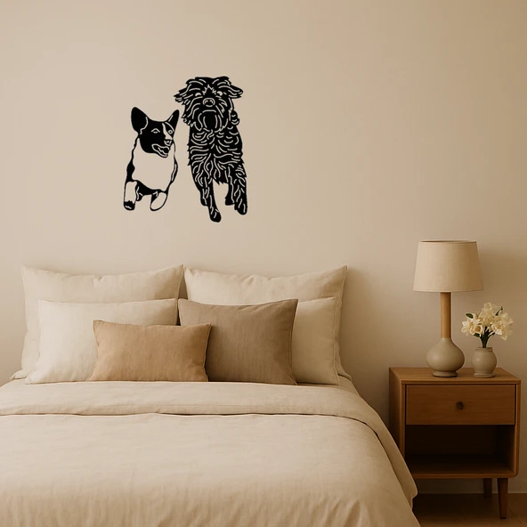 Koşan Küçük Köpekler MDF Dekoratif Tablo ürün görseli 1