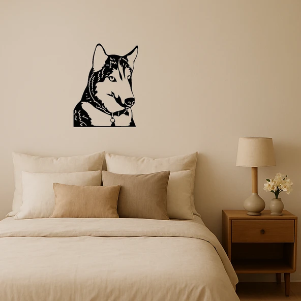 Husky Köpek Yüzü MDF Dekoratif Duvar Tablosu - 1