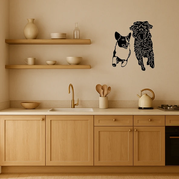 Koşan Küçük Köpekler MDF Dekoratif Tablo - Resim 3