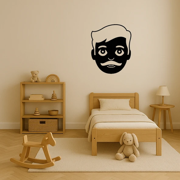 Gülümseyen Bıyıklı Emoji Dekoratif Tablo - 2
